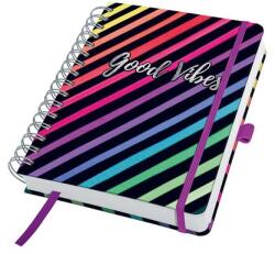 Sigel Spirálfüzet, 168×215 mm, pontrácsos, 120 lap, keményfedeles, SIGEL „Jolie, Good Vibes, black (SIJN651)