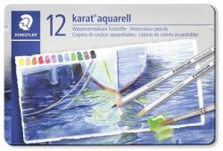 STAEDTLER Akvarell ceruza készlet, hatszögletű, fém doboz, STAEDTLER „Karat® aquarell 125, 12 különböző szín (TS125M12)