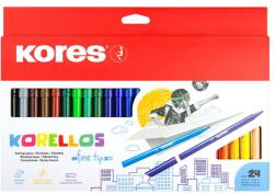 Kores Filctoll készlet, kimosható, KORES „Korellos, 24 különböző szín (IK29014)