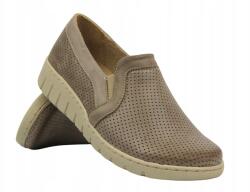 Helios Női Félcipő Helios 430 Bézs Természetes Bőr Bebújós Kényelmes (430.02)