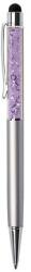 Art Crystella Golyóstoll, ezüst, felül orgonalila SWAROVSKI® kristállyal töltve, érintővel, 14 cm, ART CRYSTELLA® (TSWGT239) - becsiirodaker