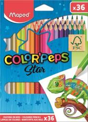 Maped Színes ceruza készlet, háromszögletű, MAPED „Color`Peps Star, 36 különböző szín (IMA832017)