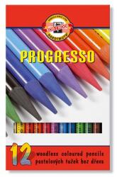 KOH-I-NOOR Színes ceruza készlet, henger alakú, famentes, KOH-I-NOOR „Progresso 8756/12, 12 különböző szín (TKOH8756)