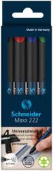 Schneider Alkoholos marker készlet, OHP, 0, 7 mm, SCHNEIDER „Maxx 222 F, 4 különböző szín (TSC222V4)