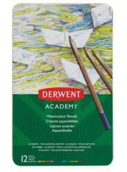 Derwent Akvarell ceruza készlet, fém doboz, DERWENT „Academy, 12 különböző szín (E2301941)