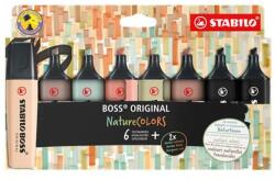 STABILO Szövegkiemelő készlet, 2-5 mm, STABILO „BOSS original NatureCOLORS, 6 különböző szín + 2 fekete (TS70821)