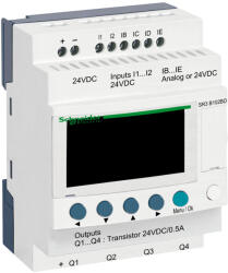Schneider Electric Zelio Logic programozható relé, bővíthető, LCD kijelző, 2 DI + 2 DI/AI, 4 DO tranzisztoros, belső órával, 24 VDC SR3B102BD