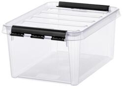 SMARTSTORE Műanyag tárolódoboz, 8 liter, fekete fogantyúkkal, SMARTSTORE „Classic 10, átlátszó (CSDSMART30)