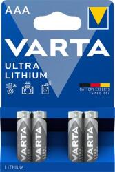 VARTA Elem, AAA mikro, 4 db, lítium, VARTA „Ultra Lithium (VEULAAA4N)