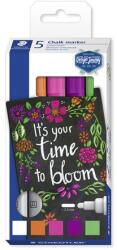 STAEDTLER Krétamarker készlet, 2, 4 mm, kúpos, STAEDTLER „Lumocolor® chalk marker 344, 5 különböző szín (TS344C5)