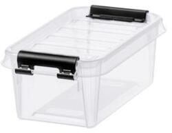 SMARTSTORE Műanyag tárolódoboz, 0, 3 liter, fekete fogantyúkkal, SMARTSTORE „Classic 0, 5, átlátszó (CSDSMART23)
