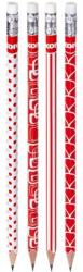 Kores Grafitceruza radírral, HB, háromszögletű, KORES, piros-fehér (IK92801)