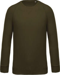 Kariban Férfi organikus környakas raglános pulóver, Kariban KA480, Mossy Green-3XL (ka480mgn-3xl)