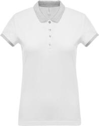 Kariban Női galléros piké póló, kontrasztos passzékkal, Kariban KA259, White/Oxford Grey-L (ka259wh-oxg-l)