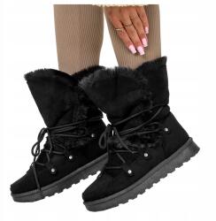 Casu Női Hótaposó Fekete Mukluki Téli Dekoratív Megkötővel Kényelmes R 36 (7078560000368)