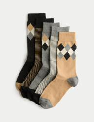 Marks & Spencer 5 чифта памучни чорапи Cool and Fresh Argyle R Marks & Spencer бежова Marks & Spencer | Bezhov | МЪЖЕ | 6-8.5