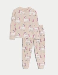 Marks & Spencer Пижама от чист памук с принт на еднорог (12 месеца - 8 години) Marks & Spencer кремав Marks & Spencer | Bezhov | Момчешки | 2-3 години