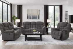  Set canapele 3+2+1 Foreside Recliner Tapitat Stofa Gri (C3798) Canapea