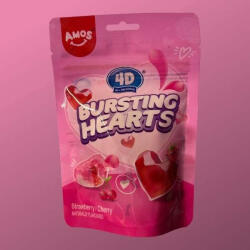 Amos Sweets 4D Bursting Hearts gyémánt szív alakú töltött gumicukor 65g - delfinbuvar