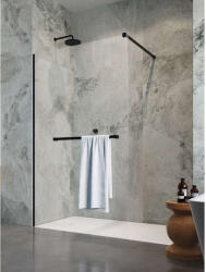 Radaway Modo New Black II Walk-in fekete zuhanyfal törölközőtartóval 160 átlátszó (389164-54-01W)
