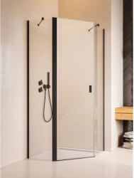 Radaway Nes Black PTJ szögletes fekete zuhanykabin 80x100B átlátszó, balos, ajtó a rövidebb oldalon (10052000-54-01L-10052400-54-01)