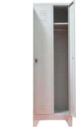 B4U Vestiar metalic, 2 compartimente, cu picioare, bara umerase, 600x450x1800mm, gri, A891/8 B4U, montat (A891)