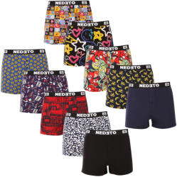Nedeto 10PACK férfi bő szárú boxeralsó Nedeto többszínű (10NGV01) XL