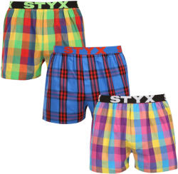 Styx 3PACK férfi bő szárú boxeralsó Styx sportos gumipánt többszínű (3B010205)