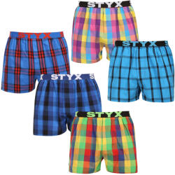 Styx 5PACK férfi bő szárú boxeralsó Styx sportos gumipánt többszínű (5B0112345) XL - nedeto