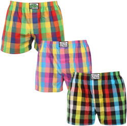 Styx 3PACK férfi bő szárú boxeralsó Styx klasszikus gumipánt többszínű nagyméretű (3E010406) 3XL