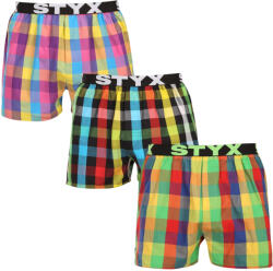 Styx 3PACK férfi bő szárú boxeralsó Styx sportos gumipánt többszínű (3B010406) L