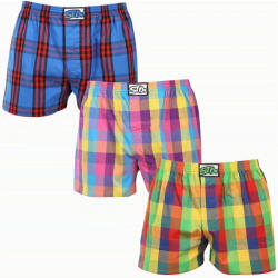 Styx 3PACK férfi bő szárú boxeralsó Styx klasszikus gumipánt többszínű nagyméretű (3E010205) 4XL