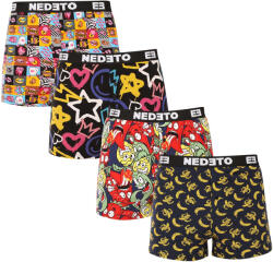 Nedeto 4PACK férfi bő szárú boxeralsó Nedeto többszínű (4NGV03) XL