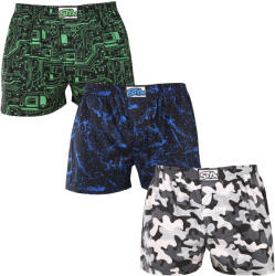 Styx 3PACK férfi bő szárú boxeralsó Styx art klasszikus gumipánt többszínű nagyméretű (3E19234) 5XL