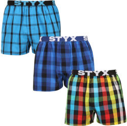 Styx 3PACK férfi bő szárú boxeralsó Styx sportos gumipánt többszínű (3B010106) XL