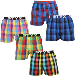Styx 5PACK férfi bő szárú boxeralsó Styx sportos gumipánt többszínű (5B0123456) M