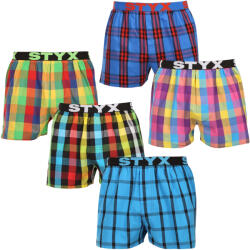 Styx 5PACK férfi bő szárú boxeralsó Styx sportos gumipánt többszínű (5B0112456) M - nedeto
