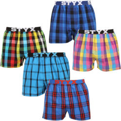 Styx 5PACK férfi bő szárú boxeralsó Styx sportos gumipánt többszínű (5B0112346) L
