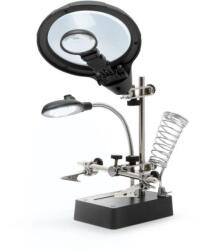 Fahrenheit Suport CI cu lupa 9/ 3cm iluminata 5x LED 15lm si cleme crocodil Fahrenheit (10103) - habo