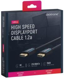clicktronic Cablu Profesional DisplayPort - DisplayPort 3m v1.2a 4K 60Hz 21.6Gbit/s AWG26 OFC Clicktronic 70712 (70712)