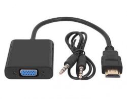 Well Cablu adaptor HDMI la VGA mama +Jack 3.5 mm Stereo audio Well (ADAPT-HDMIM/VGAF/A-0.2BK-WL) - habo