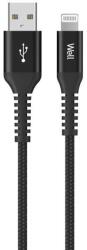 Well Cablu USB2.0 A tata - Lightning tata 1m 2.4A negru PVC+Nylon Well (CABLE-USB/LIGHT-1BK01-WL) - habo