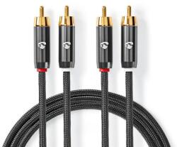Nedis Cablu audio stereo 2x RCA tata - 2x RCA tata 1m gri Nedis (CATB24200GY10) - habo