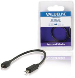 Valueline Cablu adaptor MHL mama - MHL SIII tata micro USB 11 pini 0.2m negru VALUELINE (VLMB60900B02) - habo