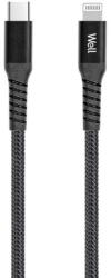 Well Cablu de date si incarcare USC TYPE C - iPhone Lightning 1m PD certificat MFI negru Well (CABLE-USBC/LIGHT-1BK05-WL)