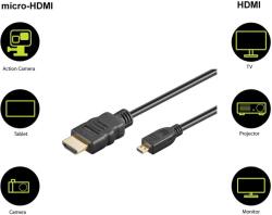 Goobay Cablu v2.0 Micro HDMI - HDMI 1m HIGH SPEED 4K Ultra HD 60Hz cu Ethernet 53781 Goobay (53781)