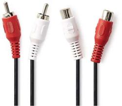 Nedis Cablu prelungitor audio stereo Nedis CAGP24205BK20 2x RCA tata - 2x RCA mama 2m negru (CAGP24205BK20)