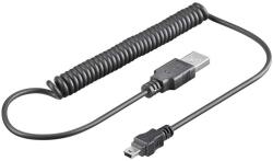 Goobay Cablu de date USB A tata- mini USB B tata spiralat 1m Goobay (48968) - habo