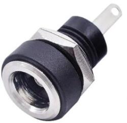 GBC Mufa alimentare pe panou 5.5x2.5 mm DC negru cu filet lung si piulita GBC 29.0650. 10 (29.0650.10)