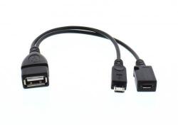Well Cablu adaptor OTG USB mama - micro USB tata date/alimentare mama Well (ADAPT-USBF/UUSB2/OTG-0.15BK-WL)